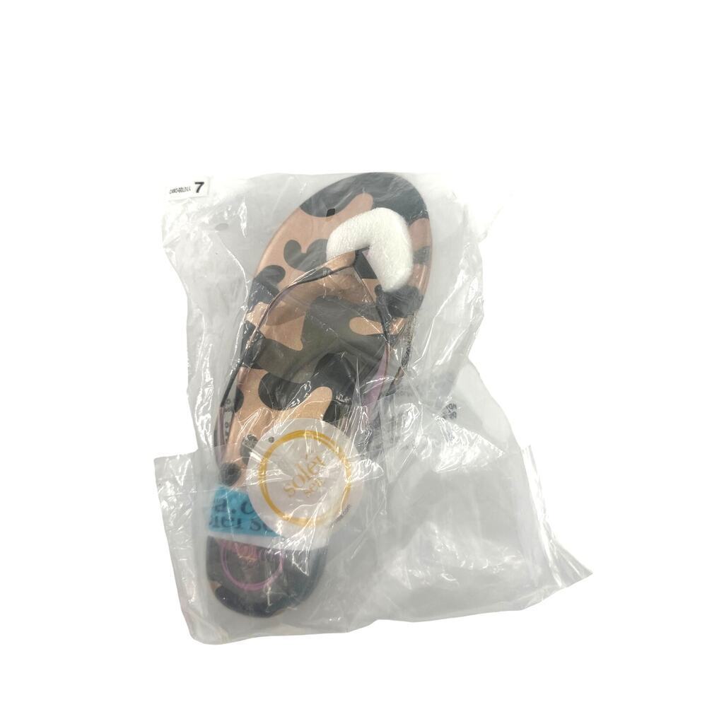 Solei Sea Women's Metallic Gold & Lilac Indie Camo Flip Flop Sandals Size 7 - Picture 7 of 10